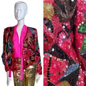 Saks 5th Avenue beaded silk jacket
